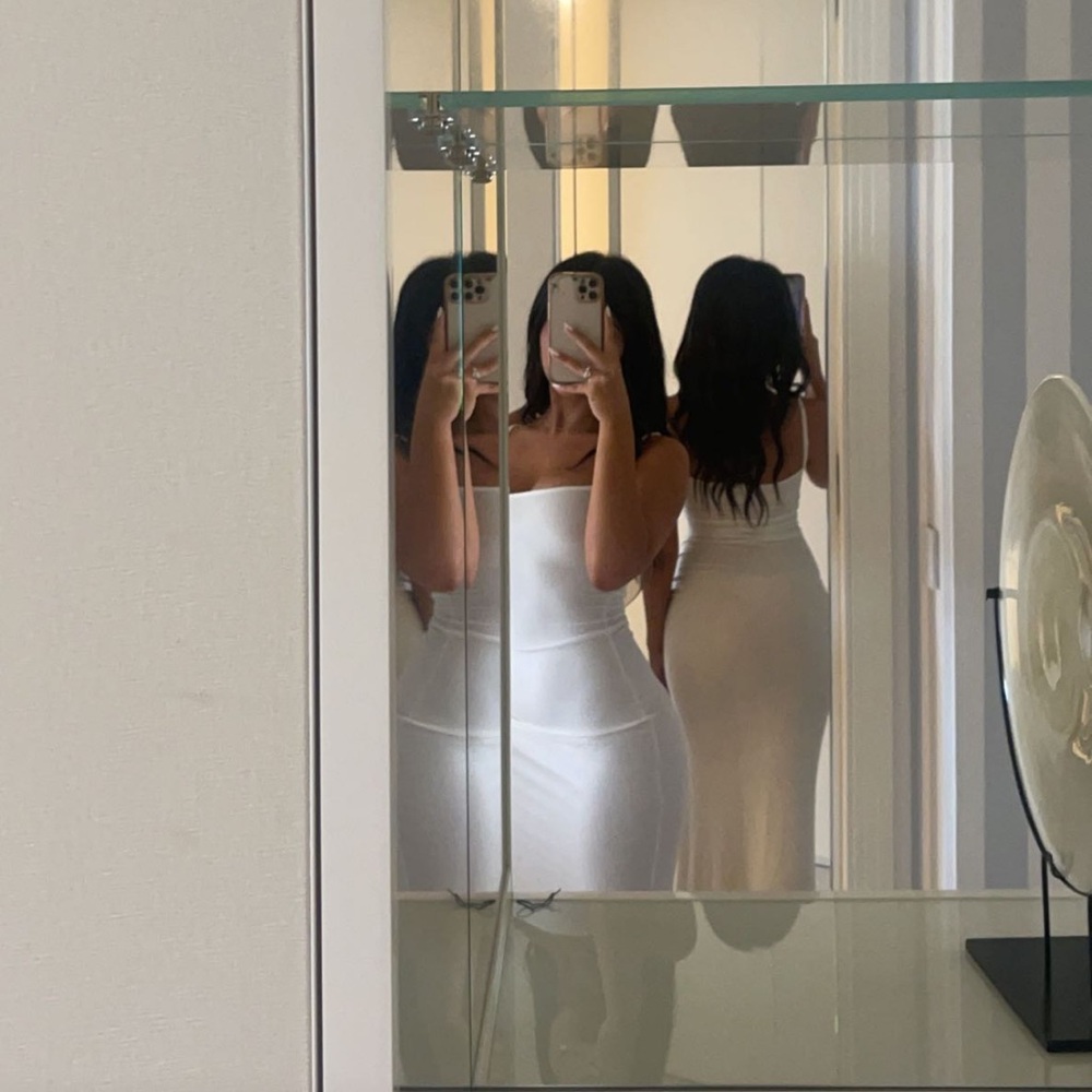 Skims White Cami Slip Long Dress